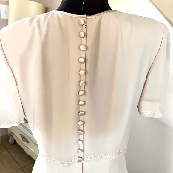 Vintage Donna Morgan Cream Women's Size 10 Embroidered White Beaded Maxi  Dress - pawpointbd.com